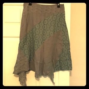 Multi-textured calf length skirt